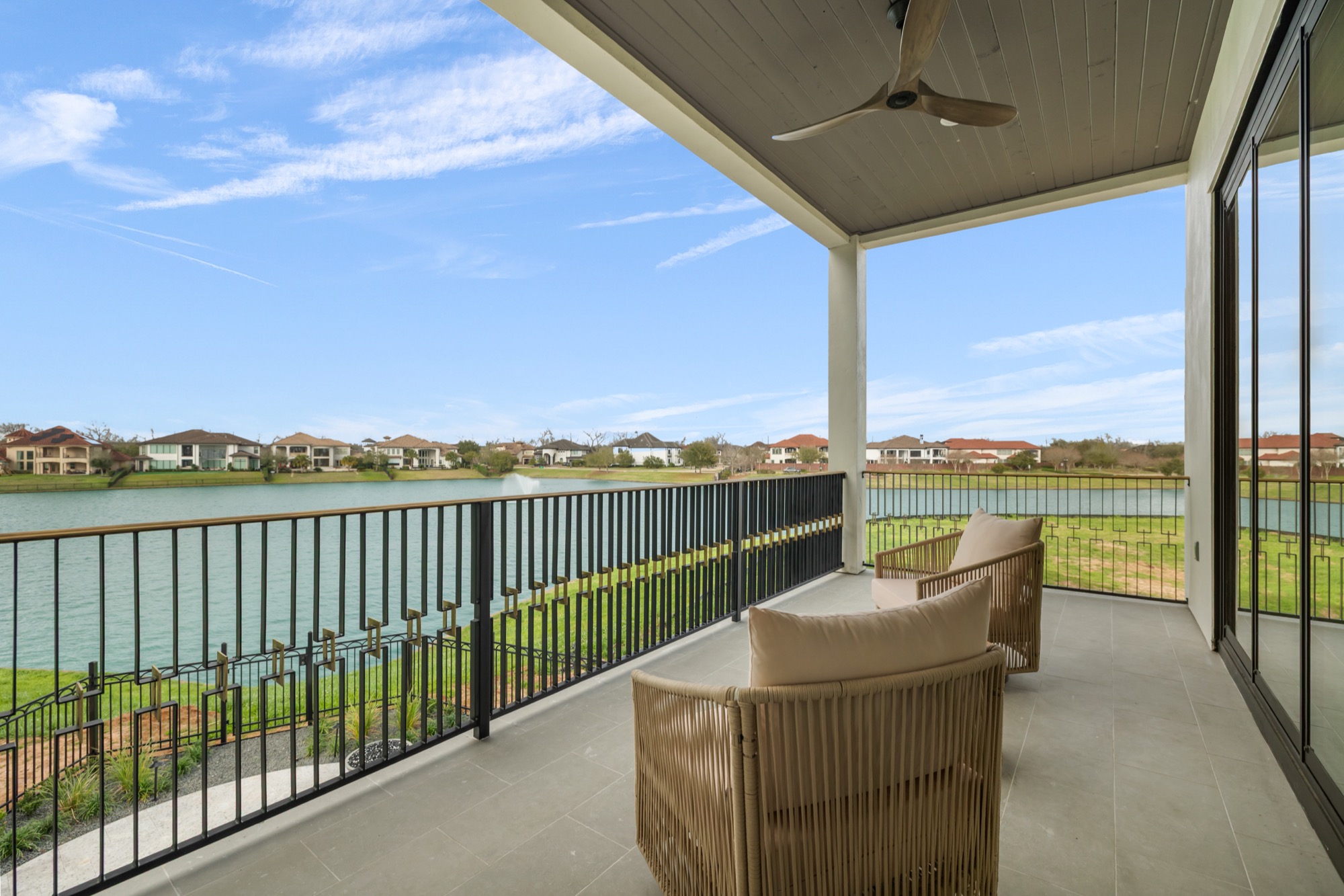 Unobstructed lakefront view from a Psalms Fine Homes residence at Riverstone