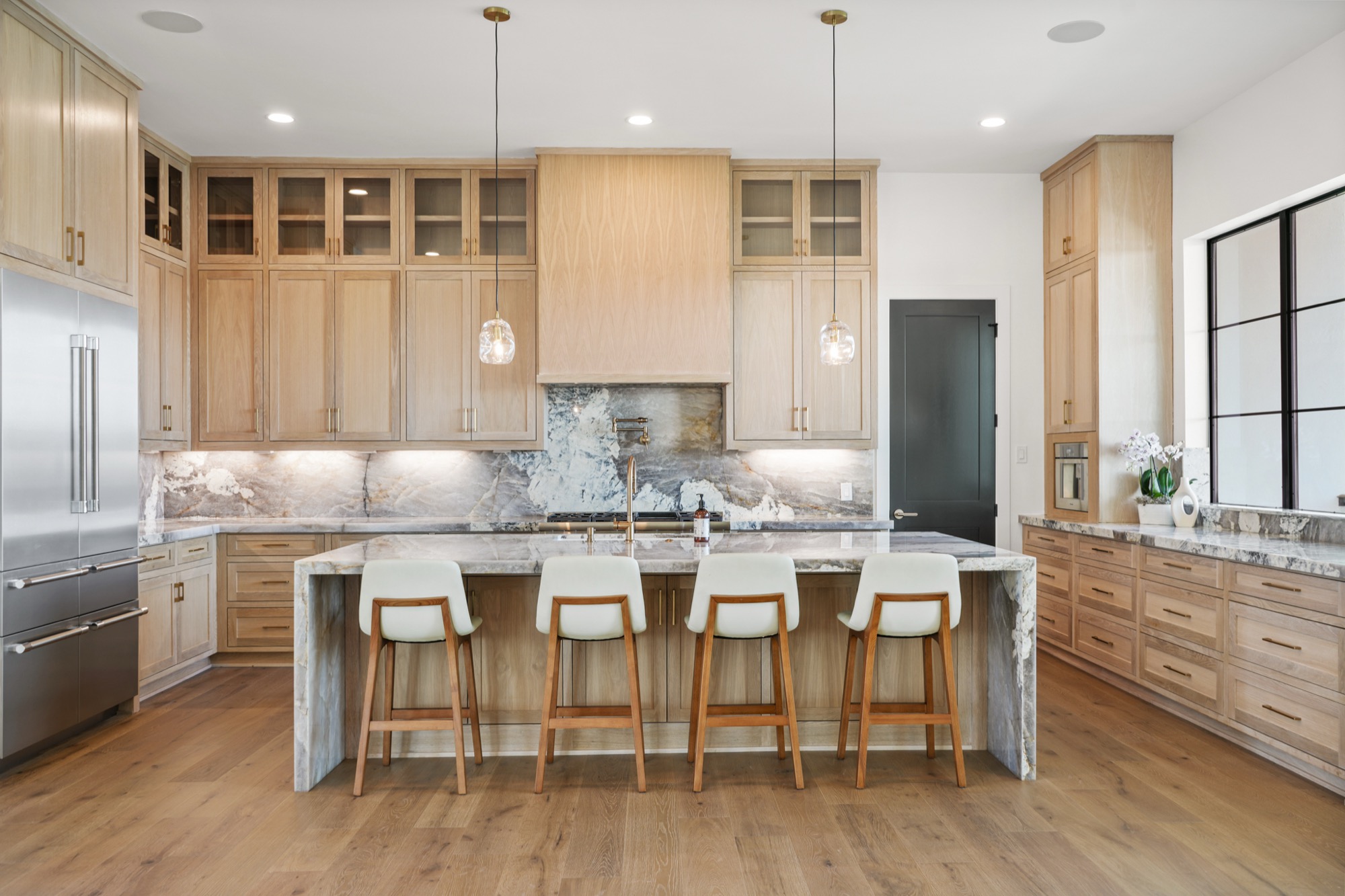 Premium cabinetry with custom countertop finishes
